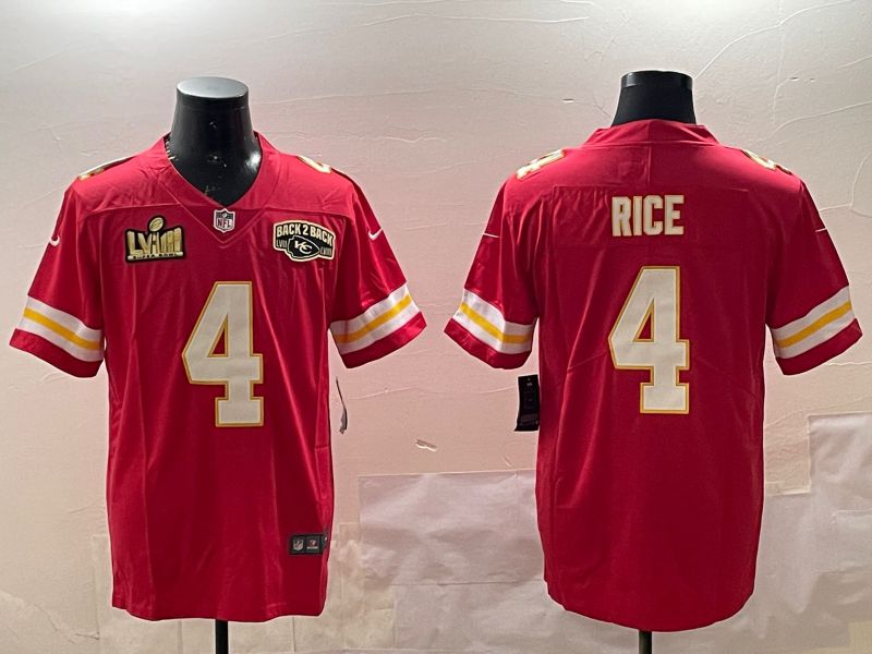 Men Kansas City Chiefs 4 Rice Red Second generations 2025 Nike Limited NFL Jersey style 2